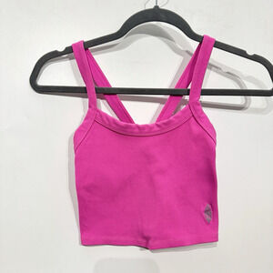 Free People Movement Ribbed Cropped Tank Sz XS/S Bright Pink Yoga Athletic Soft